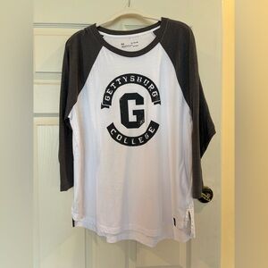 Under Armor XL Gettysburg College T-shirt, Baseball-Style 3/4 Length-Sleeve